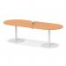 Italia Volta 2400mm Poseur Boardroom Table With Pop-up Power Module Beech Top 720mm High White Leg ITL1197