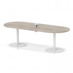 Italia Volta 2400mm Poseur Boardroom Table With Pop-up Power Module Grey Oak Top 720mm High White Leg ITL1198