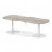 Italia Volta 2400mm Poseur Boardroom Table With Pop-up Power Module Grey Oak Top 720mm High White Leg ITL1198