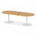 Italia Volta 2400mm Poseur Boardroom Table With Pop-up Power Module Oak Top 720mm High White Leg ITL1200