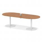 Italia Volta 2400mm Poseur Boardroom Table With Pop-up Power Module Walnut Top 720mm High White Leg ITL1201