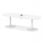 Italia Volta 2400mm Poseur Boardroom Table With Pop-up Power Module White Top 720mm High White Leg ITL1202