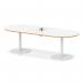 Italia Volta 2400mm Poseur Boardroom Table With Pop-up Power Module White Top Natural Wood Edge 720mm High White Leg ITL1203