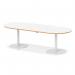 Italia Volta 2400mm Poseur Boardroom Table With Pop-up Power Module White Top Natural Wood Edge 720mm High White Leg ITL1203
