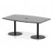 Italia Volta 1800mm Poseur High Gloss Table With Pop-up Power Module Black Top 725mm High Black Leg ITL1204