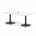 Italia Volta 1800mm Poseur High Gloss Table With Pop-up Power Module White Top 725mm High Black Leg ITL1205