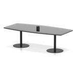 Italia Volta 2400mm Poseur High Gloss Table With Pop-up Power Module Black Top 725mm High Black Leg ITL1206