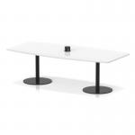 Italia Volta 2400mm Poseur High Gloss Table With Pop-up Power Module White Top 725mm High Black Leg ITL1207