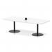 Italia Volta 2400mm Poseur High Gloss Table With Pop-up Power Module White Top 725mm High Black Leg ITL1207