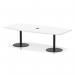 Italia Volta 2400mm Poseur High Gloss Table With Pop-up Power Module White Top 725mm High Black Leg ITL1207