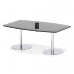 Italia Volta 1800mm Poseur High Gloss Table With Pop-up Power Module Black Top 725mm High Silver Leg ITL1208