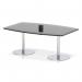Italia Volta 1800mm Poseur High Gloss Table With Pop-up Power Module Black Top 725mm High Silver Leg ITL1208