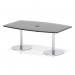 Italia Volta 1800mm Poseur High Gloss Table With Pop-up Power Module Black Top 725mm High Silver Leg ITL1208