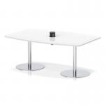 Italia Volta 1800mm Poseur High Gloss Table With Pop-up Power Module White Top 725mm High Silver Leg ITL1209
