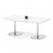 Italia Volta 1800mm Poseur High Gloss Table With Pop-up Power Module White Top 725mm High Silver Leg ITL1209