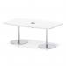 Italia Volta 1800mm Poseur High Gloss Table With Pop-up Power Module White Top 725mm High Silver Leg ITL1209