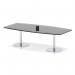 Italia Volta 2400mm Poseur High Gloss Table With Pop-up Power Module Black Top 725mm High Silver Leg ITL1210