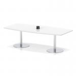 Italia Volta 2400mm Poseur High Gloss Table With Pop-up Power Module White Top 725mm High Silver Leg ITL1211