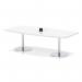 Italia Volta 2400mm Poseur High Gloss Table With Pop-up Power Module White Top 725mm High Silver Leg ITL1211