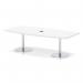 Italia Volta 2400mm Poseur High Gloss Table With Pop-up Power Module White Top 725mm High Silver Leg ITL1211
