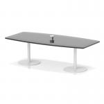 Italia Volta 2400mm Poseur High Gloss Table With Pop-up Power Module Black Top 725mm High White Leg ITL1214