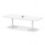 Italia Volta 2400mm Poseur High Gloss Table With Pop-up Power Module White Top 725mm High White Leg ITL1215