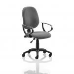 Eclipse I Lever Task Operator Chair Charcoal With Loop Arms KC0016