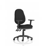 The dynamic general desk chair Eclipse Plus XL lever task operator chair with height-adjustable arms is a visually striking, modern piece. The chair features a sleek black design, with a large, comfortable seat and adjustable arms for optimal support. Its ergonomic design promotes productivity and comfort for extended periods of sitting.