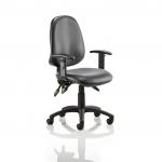 Eclipse Plus III Lever Task Operator Chair Black Bonded Leather With Height Adjustable Arms KC0046