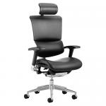 Ergo-Dynamic Posture Chair Black Bonded Leather Black Frame With Arms With Headrest  KC0049