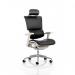 Ergo-Dynamic Posture Chair Black Bonded Leather Grey Frame With Arms With Headrest KC0052