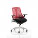 Flex Task Operator Chair White Frame Black Fabric Seat Red Back KC0057