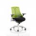 Flex Task Operator Chair White Frame Black Fabric Seat Green Back KC0058