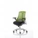 Flex Task Operator Chair White Frame Black Fabric Seat Green Back KC0058