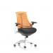 Flex Task Operator Chair White Frame Black Fabric Seat Orange Back KC0059