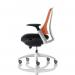 Flex Task Operator Chair White Frame Black Fabric Back With Orange Back With Arms KC0059