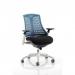 Flex Task Operator Chair White Frame Black Fabric Seat Blue Back KC0060