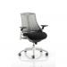 Flex Task Operator Chair White Frame Black Fabric Seat With Grey Back With Arms KC0061