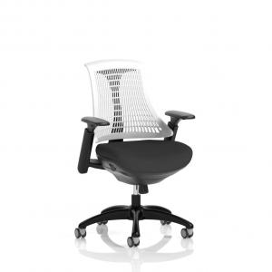 Flex Task Operator Chair Black Frame Black Fabric Seat Moonstone White