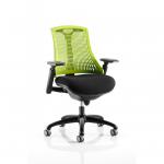 Flex Task Operator Chair Black Frame Black Fabric Seat Green Back KC0074