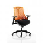 Flex Task Operator Chair Black Frame With Black Fabric Seat Orange Back With Arms KC0075