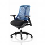 Flex Task Operator Chair Black Frame Black Fabric Seat Blue Back KC0076