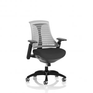 Flex Task Operator Chair Black Frame Black Fabric Seat Grey Back