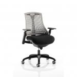 Flex Task Operator Chair Black Frame With Black Fabric Seat Grey Back With Arms KC0077