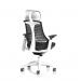 Flex Task Operator Chair White Frame Black Fabric Seat With Headrest Black Back KC0087