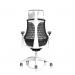 Flex Task Operator Chair White Frame Black Fabric Seat With Headrest Black Back KC0087