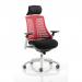 Flex Task Operator Chair White Frame Black Fabric Seat With Headrest Red Back KC0089