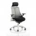 Flex Task Operator Chair White Frame Black Fabric Seat With Headrest Grey Back KC0093