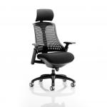 Flex Task Operator Chair Black Frame With Black Fabric Seat Black Back With Arms With Headrest KC0103