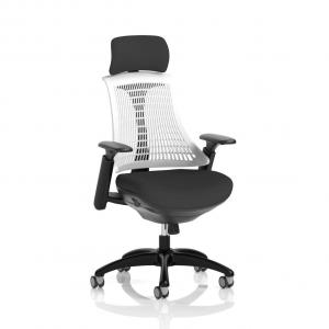 Flex Task Operator Chair Black Frame Black Fabric Seat With Headrest